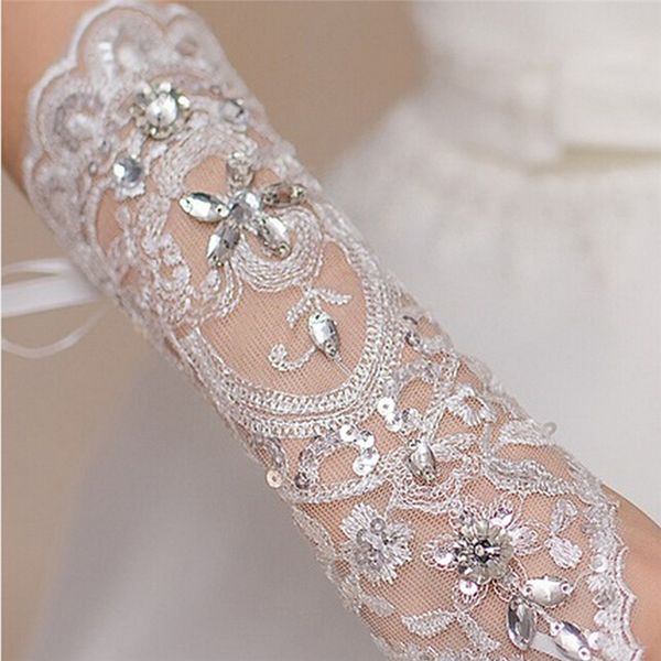 

1pair lady women pretty white ivory gloves rhinestone short fingerless lace gloves weddding accessories, Blue;gray