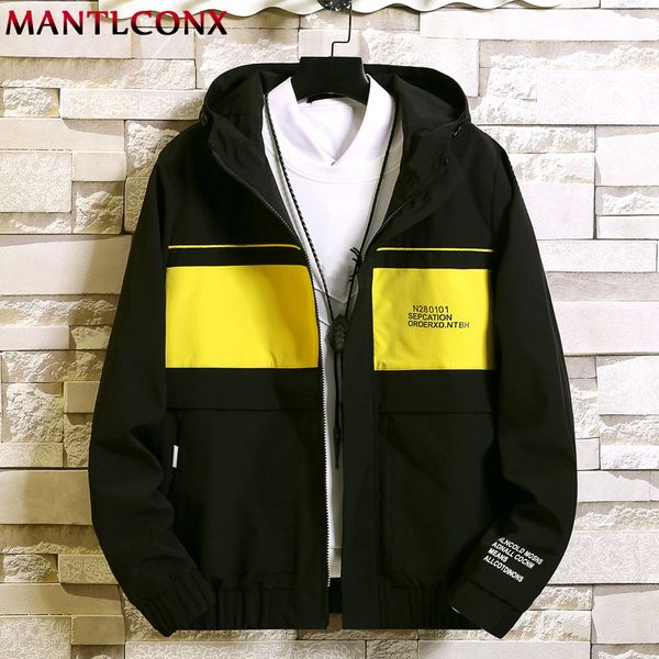 

mantlconx 2020 new patchwork windbreaker jacket men fashion hooded coat casual men's hip hop jacket outwear male streetwear 4xl, Black;brown