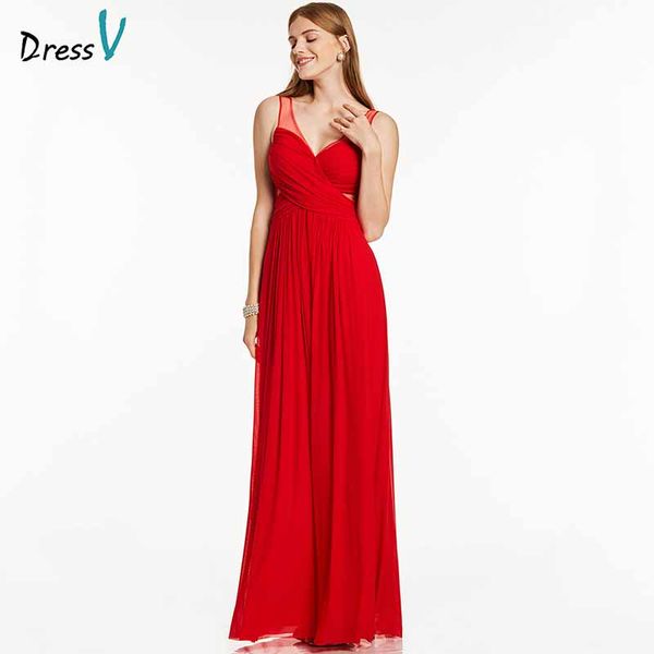 

dressv red long evening dress v neck backless a line sleeveless floor length wedding party formal dress evening dresses, White;black