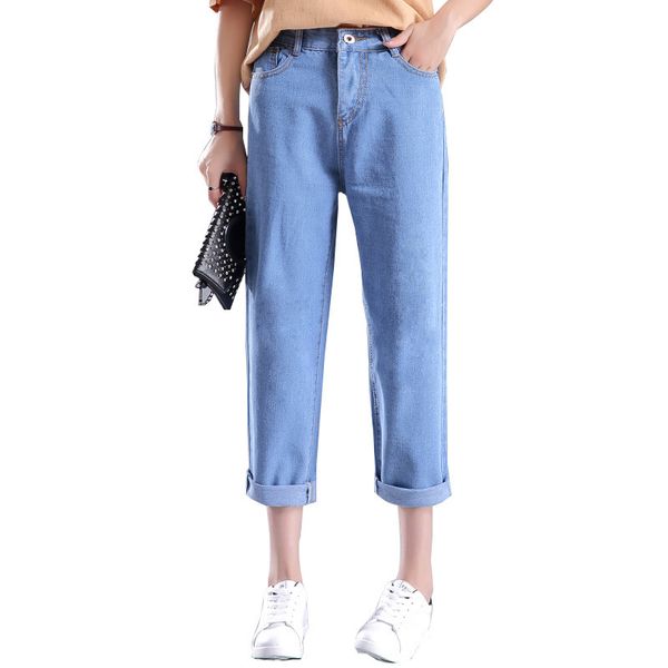 

jeans for women spring summer fashion casual denim harem pants ankle-length high waist female jeans plus size, Blue