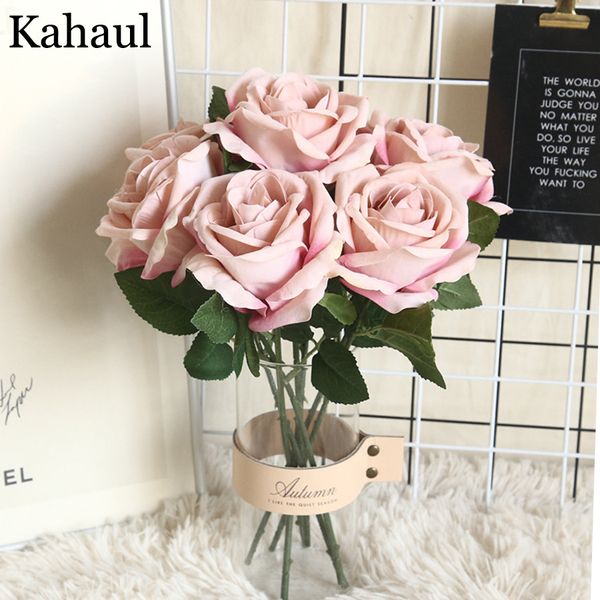 

30cm short big artificial roses branch flowers wedding home decoration flannel fabric cute pink fake flowers crafts party decor
