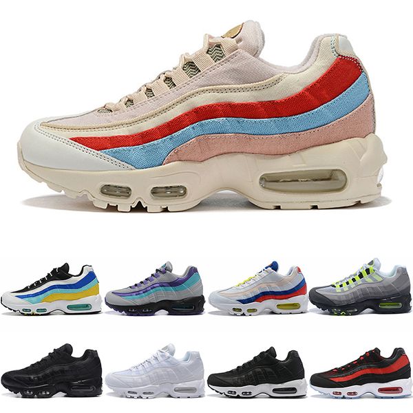 

new 95s running shoes for men women laser fuchsia bred red orbit aqua neon triple black white tt mens trainer sport sneakers 36-46, White;red