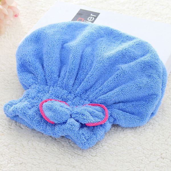 

bowknot women bathroom absorbent quick-drying microfiber bath towel hair dry cap head wrap hat salon towel 21x25cm 15