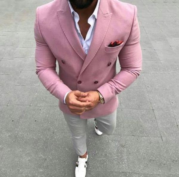 

slim fit men's suits for wedding suits man business blazers pink groom tuxedos prom party 2piece costume homme terno masculino, White;black