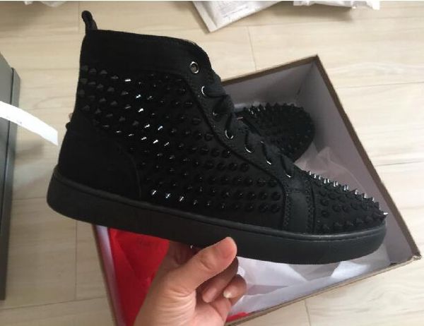 

2019 CL Christians New Mens Designer Sneakers Flat Shoes Shiny Studded Spikes Red Bottom shoes Spikes Orlato Flat Casual Shoes with box