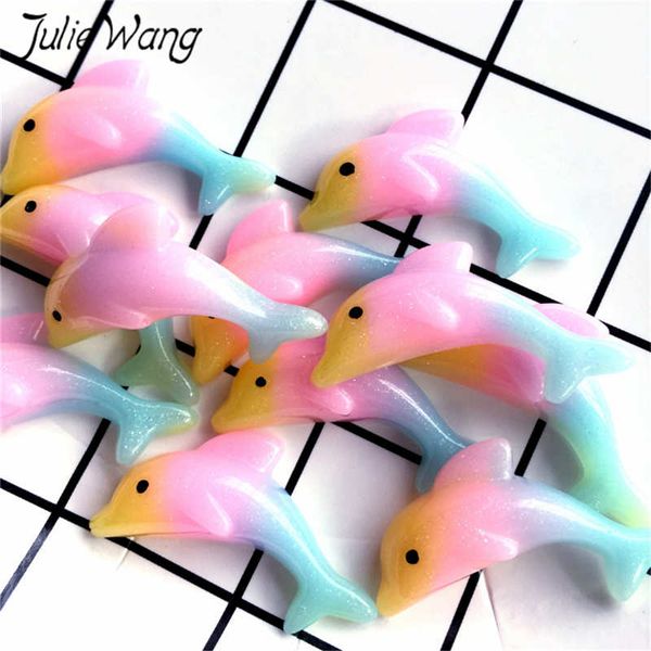 

julie wang 10pcs resin dolphin mixed flatback charms cabochon animal pendants jewelry making accessory table props decoration, Bronze;silver