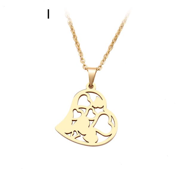 

sumptuous stainless steel necklace for women lover's heart hollow combination gold silver color pendant necklace engagement jewelry bri