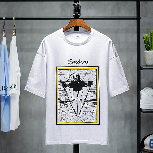 

men's t-shirts 2019 new fashion casual simple geometric print breathable loose thin soft shirts cotton blend size m-3xl, White;black