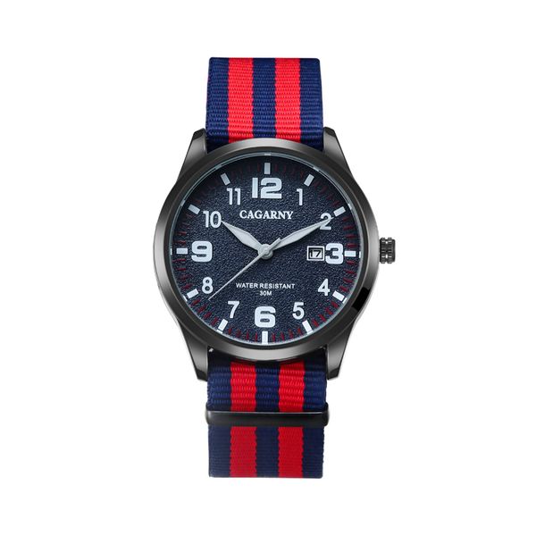 

new cagarny watches men brand luxury mens nylon strap wristwatches men's quartz popular sports watches relogio masculino, Slivery;brown