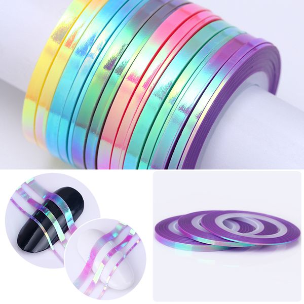

6 pcs 3d nail striping tape line set mixed color nail sticker adhesive transfer decals art diy decoration tools 1mm 2mm 3mm, Black