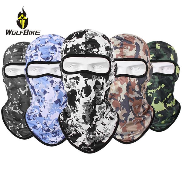 

wolfbike uv protection camouflage outdoor sports face mask summer breathable sunscreen winter wind cycling biker ski balaclava, Black