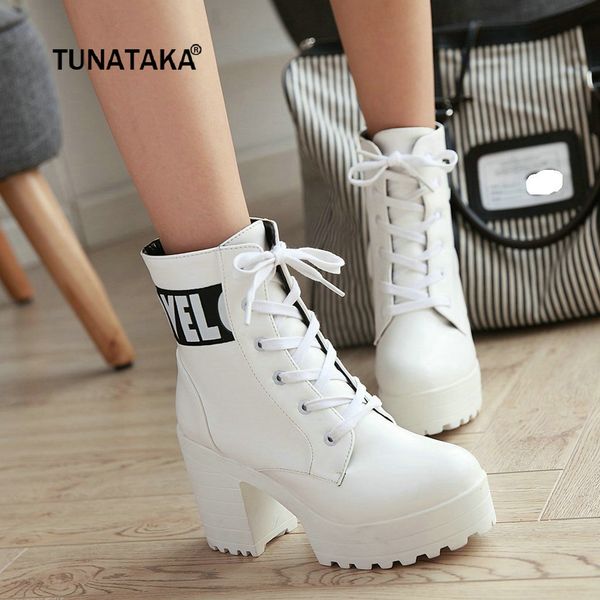 

platform heels women ankle boots soft leather thick high heel platform boots winter autumn warm fur big size 2018 new, Black