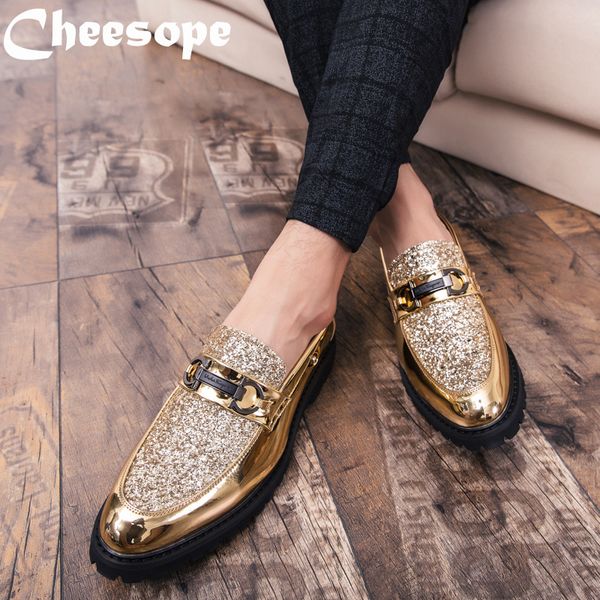 

brand 3 colors men thick bottom dress shoes luxury italian style fashion men formal shoes trend bring business leather, Black