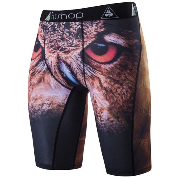 

mens designer printed boxer briefs sports stretch breathable quick drying fit fashion animal picture underpants, Black;white