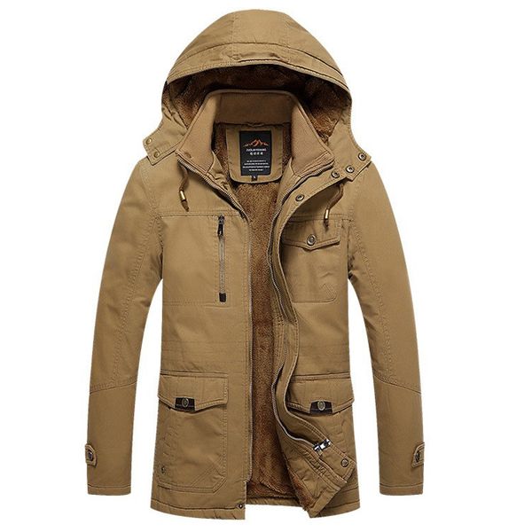 

men's winter jacket thick cotton warm jackets men's outwear parkas coats windbreaker jacket army overcoats wholesale, Black