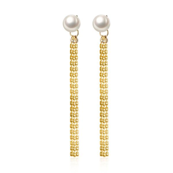 

fashion female elegant earrings multi-layer cross chain imitation pearl 925 sterling silver back hanging earrings 5cm-1 pair