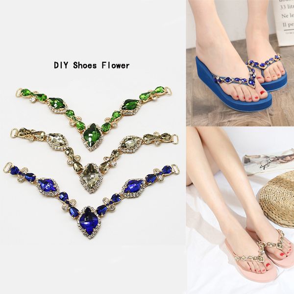 

2020new 100pcs rhinestones bow shoes v connectors diy beach shoes or flip-flops flower decorative accessories lp226, Blike;white