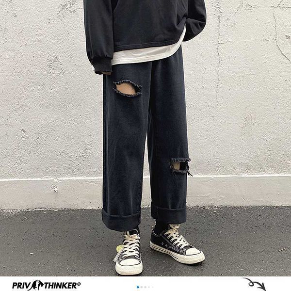 

mens 2020 straight ripped моды джинсы man summer негабаритные сыпучие джинсы мужской high street vintage джинсовые брюки 5xl, Blue