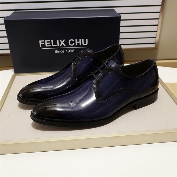 

luxury patent leather men formal derby shoes business office work dress shoes male lace up pointed toe genuine leather, Black