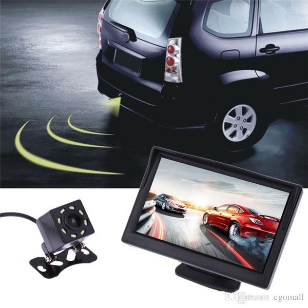 Auto mini camara de vision trasera ayuda para aparcar 170 ° grado PAL con LED reflejado