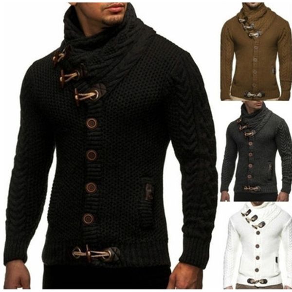 

оптовые mens конструктора вязаные кардиган способа mens сплошной цвет свитера новой моды стиль с хорн пряжки мальчиков casual tops горячий п, White;black