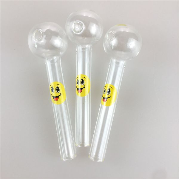 

Pyrex Glass Oil Burner Трубы улыбками Логотип Смешной Рука трубы Pyrex масла горелки Стеклянные трубы Курительные принадлежности Кальян Pipecc