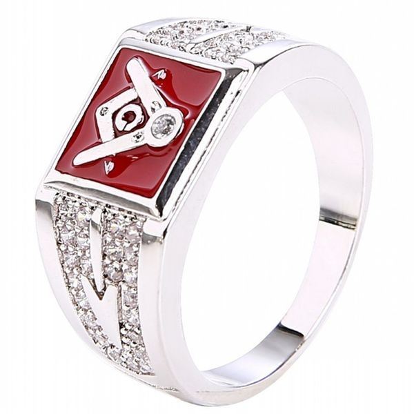 In lega Silver Menason's Freemason Masonic Regalia Rings Red Blue Enamel Gioielli Freemasonary Ringe