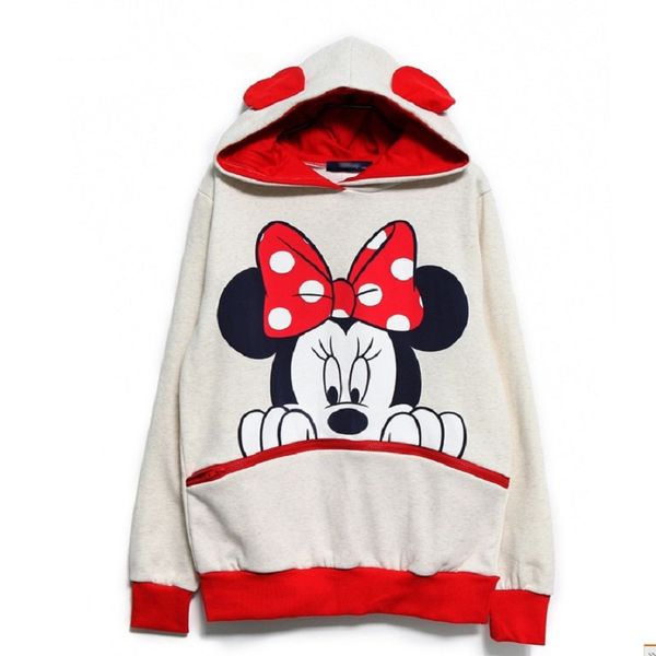 

kawaii women casual hoodies mickey cartoon hooded sweatshirts female loose fleece pullover plus size harajuku hoodies outwear, Black