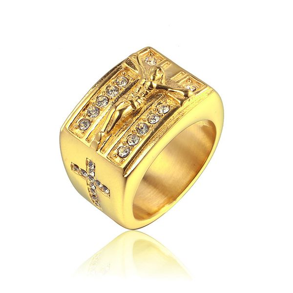 

luxury jesus titanium steel rings christian fashion jewelry crucifix ring christianity anniversary wedding party gifts, Silver