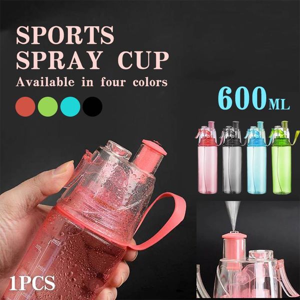 

sports drinking bottle spray water bottle sport drink plastic 600 ml liquid storage spray water cup camping physical exercise