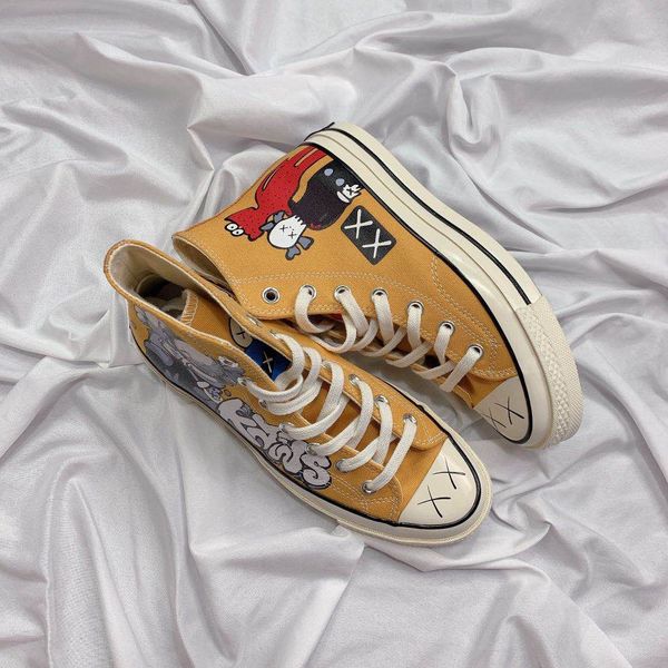 

2019 новый стиль патроны high all stars x kaws yellow vulcanized холст повседневная обувь лучшие качества мужчины женщины модельер кроссовки, Black