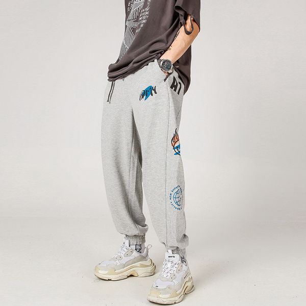 

uncledonjm casual sports sweatpants men's loose street ankle banded pants elastic waist drawstring leggings pants hd-b070, Black