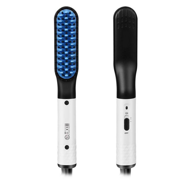 

нагревательный выпрямитель для бороды для мужчин новая версия quick hair styler show cap comb 30s нагревает выпрямление волос утюжки для бор, Black