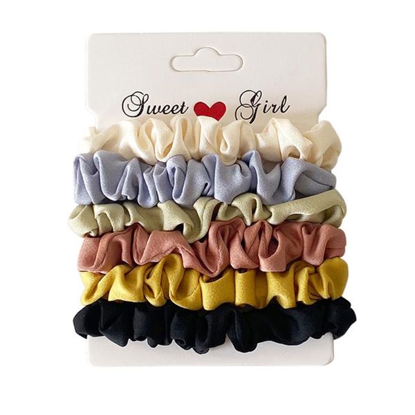 

6colors hair scrunchie elastic hair bands solid color ponytail holder accessories women girls headwear ldo99, Brown