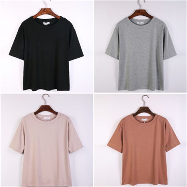

women vogue vintage tee t-shirts fashion trend friends solid colors tshirt designer female summer cotton o neck short sleeve tees, White