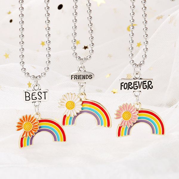 2020 Collana Bohemian acciaio inossidabile Best Friends cucitura per la collana Amicizia arcobaleno femminile floreale puzzle Girocollo BFF