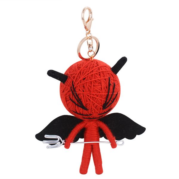 

fashion--made woven key chains rings holder knitting voodoo doll demons monsters evil bag pendant keyrings keychains k285, Slivery;golden