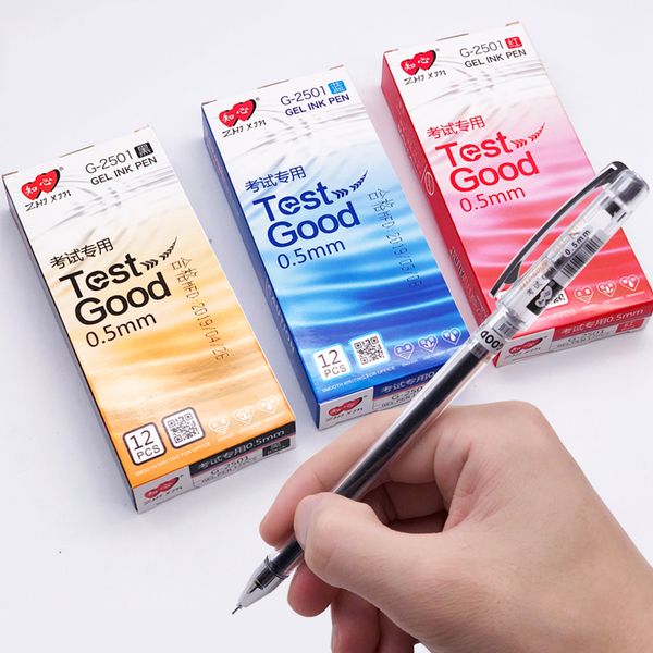 

12pcs zhixin 3 colors gel pen test good high capacity black red blue gel ink pens office school supplies g-2501