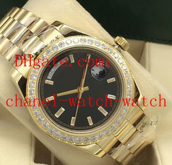 

2 color 40mm day-date 228345 18k yellow gold bracelet quadrante marrone diamante bezel mens movement automatic mechanical watch, Slivery;brown