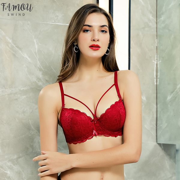 

lace bralette fashion racerback floral bras for women b c cup underwire lingerie bralette female bow brallete brassiere, Red;black
