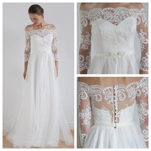 

шикарный кружева аппликация boho свадебное платье с развертки поезд многоуровневый тюль линия свадебное платье с поясом с плеча свадебное пл, White