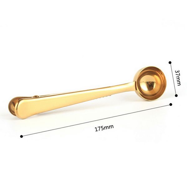 

1pc multifunctional stainless steel coffee measuring scoop with bag clip 2 in 1 sealing tea measuring spoon kitchen tool