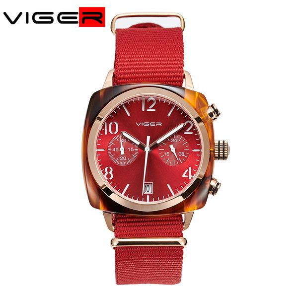 

viger women's watches fashion nylon strap business quartz wristwatches ladies watch clock mujer bayan kol saati montre feminino, Slivery;brown