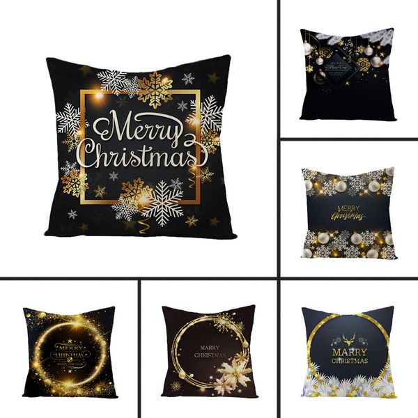

mling 1pcs 45x45cm christmas golden snowflake series cushion cover flax cushion waist pillow cover decorative