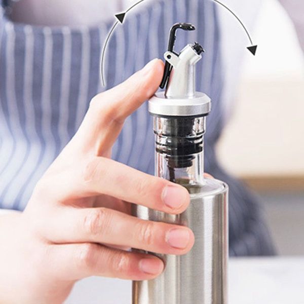 

300ml kitchen glass oil bottle stainless steel leak-proof soy sauce vinegar cruet storage dispenser useful kitchen tools other kitchen tools