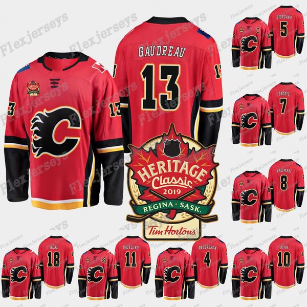 

18 James Neal 2019 Heritage Classic Calgary Flames Johnny Gaudreau Mark Giordano T. J. Brodie Mikael Backlund Jersey
