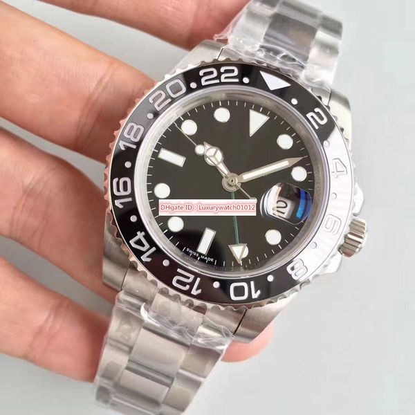 

2020 newly listed gmt mens watch ceramic rotating bezel big magnifier asia 2836 automatic movement stainless solid clasp