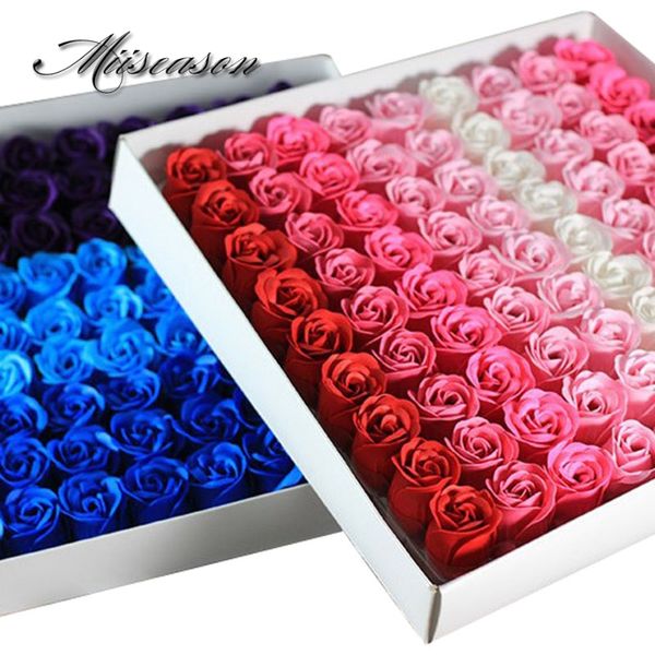

81pcs/lot rose bath body flower floral soap scented rose flower essential wedding valentine's day gift holding flowers