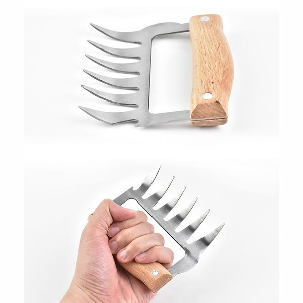 

bear claws barbecue fork stainless steel manual pull meat shred pork clamp roasting fork kitchen bbq tools shred pork shredder