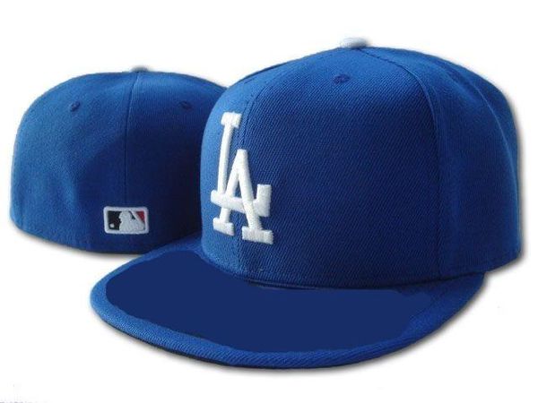 

good design la royal blue fitted hat flat brim embroiered logo fans baseball hats size la on field full closed, Blue;gray